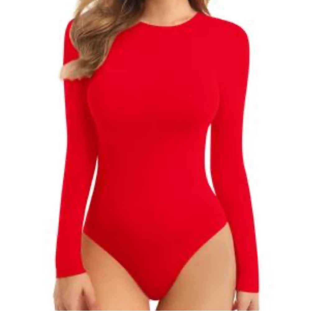 Zara Terez Red Fitted Bodysuit Long Sleeves